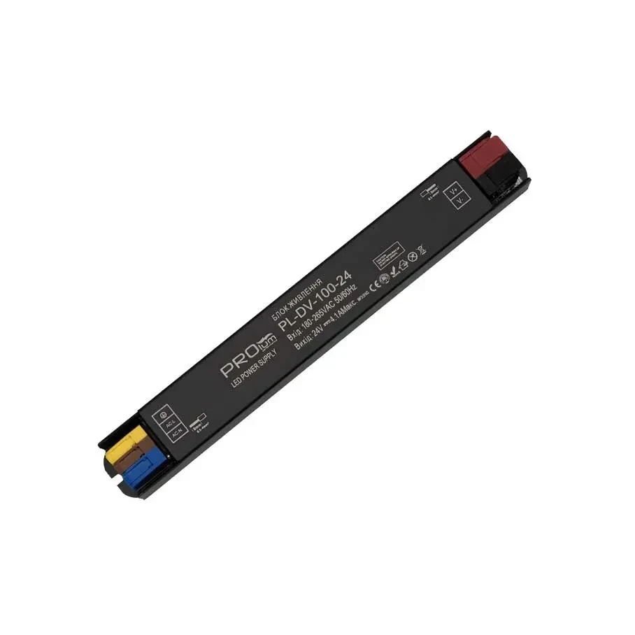 Блок живлення ультратонкий 24V, 100W, 4.16А, Series "DV" IP20 PROLUM 252017