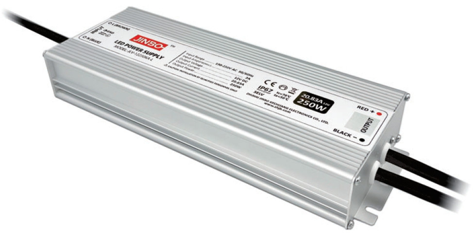 Блок живлення 12 вольт 250 вт 20,8а JLV-12250KA-L герметический IP67 JINBO 19032о