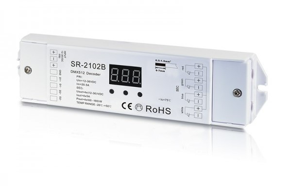 Декодер DMX512 SR-2102B для одноколірних/RGB/RGBW/CCT 4 канала SUNRICHER 13467