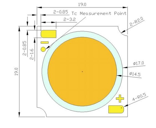 [7988] Потужний світлодіод 57Вт 36вольт 1440 мА 3000К 6630лм PROLIGHT PACF-57FVL-BC8P COB 7988