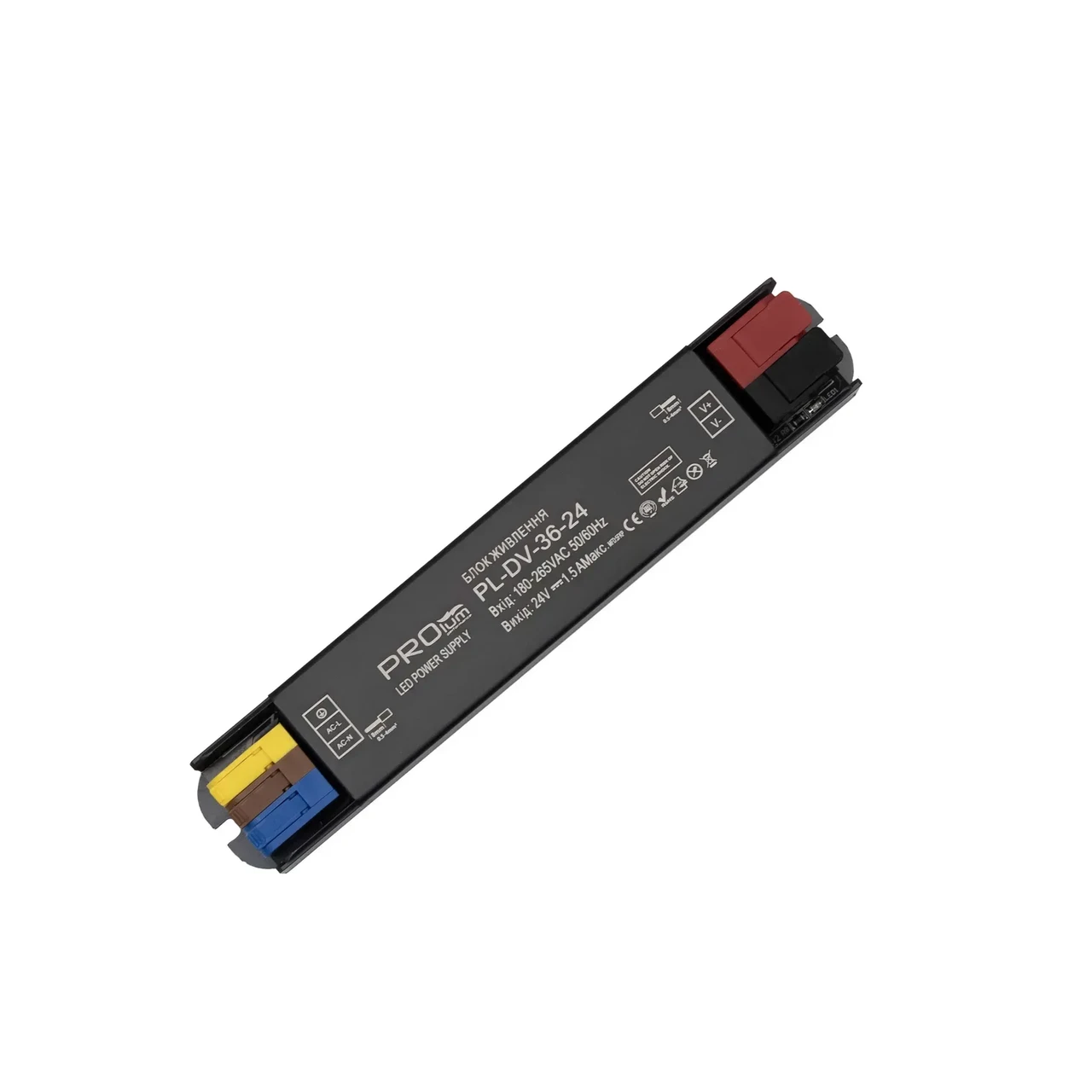 [252015] Блок живлення ультратонкий 24V, 36W, 1.5А, Series "DV" IP20 PROLUM 252015