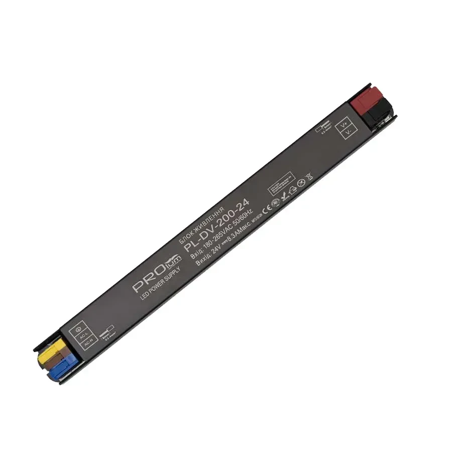 [252018] Блок живлення ультратонкий 24V, 200W, 8.33А, Series "DV" IP20 PROLUM 252018