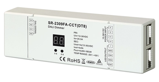 [15141] Двоколірний світлодіодний диммер DALI DT8 SR-2309FA-CCT (DALI DT8) 4 канала 12-36 в SUNRICHER 15141