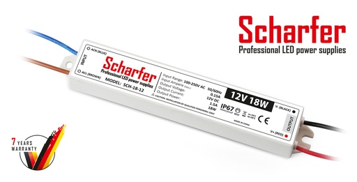 [SCH-12-18] Блок живлення 12 вольт 18Вт 1,5А SCH-12-18 герметичний IP67 Professional LED power supplies Scharfer