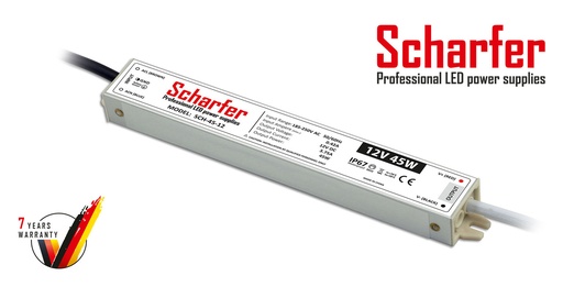 [SCH-12-45] Блок живлення 12 вольт 45Вт 3,75А SCH-12-45 герметичний IP67 Professional LED power supplies Scharfer